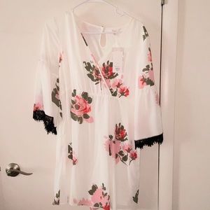 White floral kimono dress 2/$40